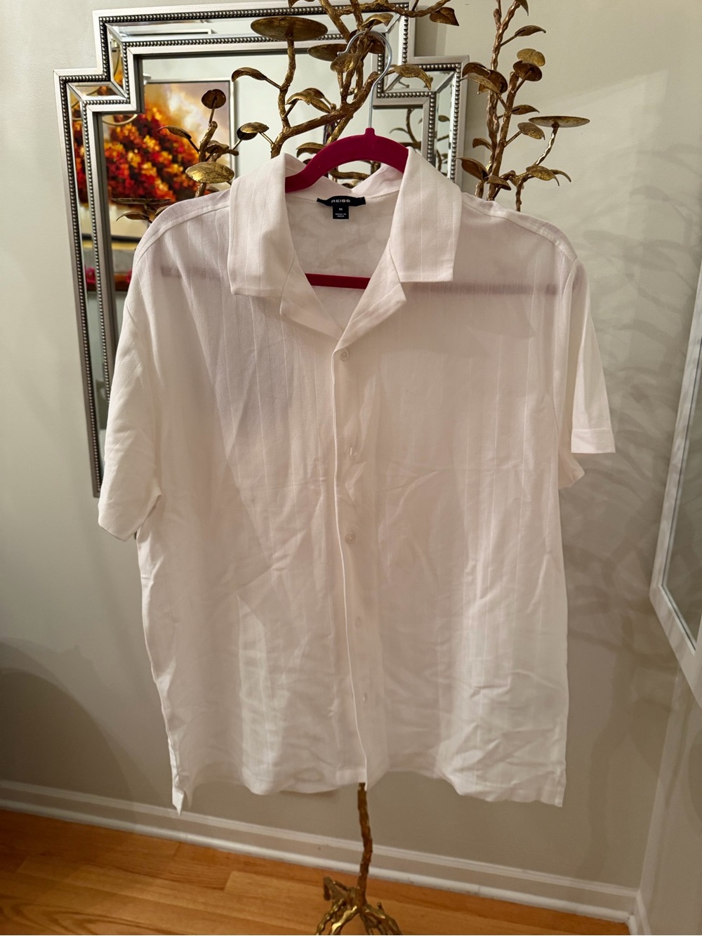 Reiss White Short-Sleeve Button-Up Shirt